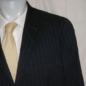 Brooks Brothers 1818 Madison navy striped Estrato Two Button Suit 42S